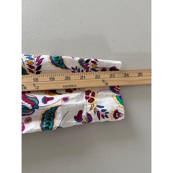 Talbots Women's Medium Colorful Floral Paisley Print Long Sleeve Button Up Shirt - Picture 6 of 10